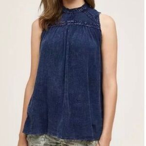 Anthropologie Eri + Ali Sweetbriar Embroidered Tunic Tank Blouse